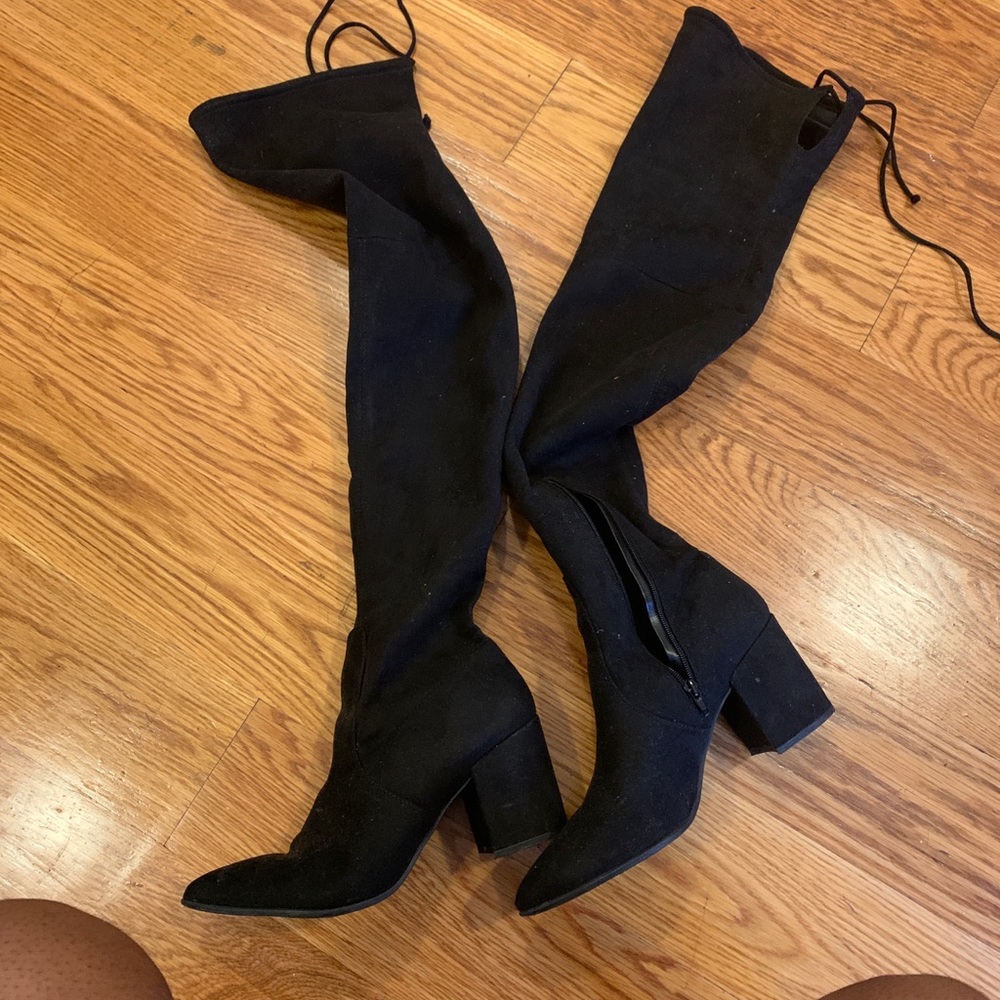 Black over the knee suede boots size 11